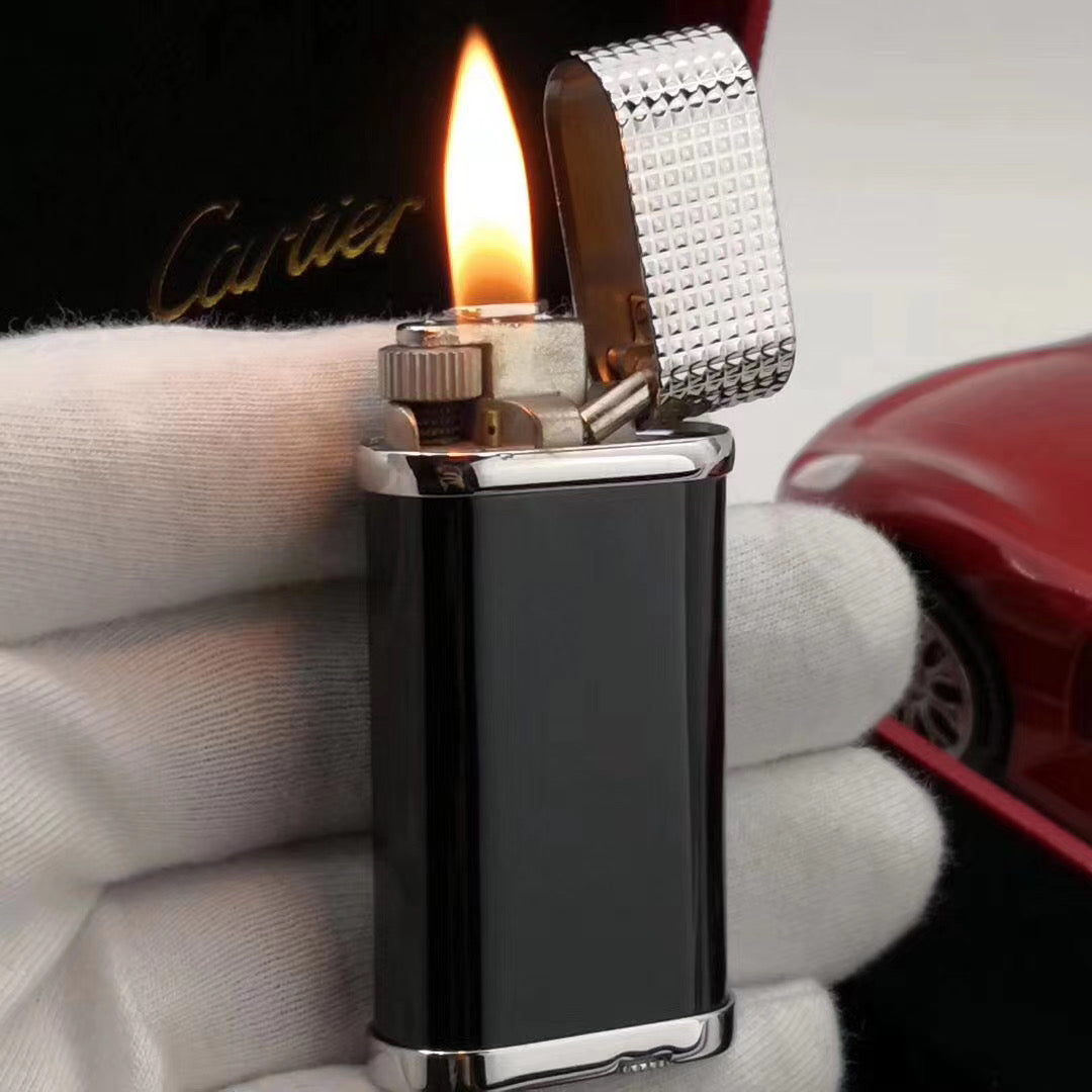 Cartier CLOUS DE PARIS DECOR Lighter Black Lacquer Silver Finish