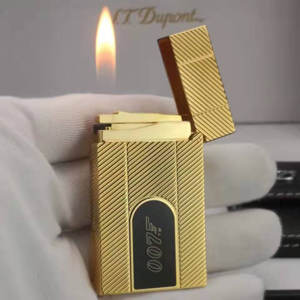 NEW Diagonal Stripe Engraving with Lacquer Gas Metal Lighter Dupont Ligne 2 #137