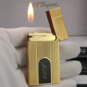 NEW Diagonal Stripe Engraving with Lacquer Gas Metal Lighter Dupont Ligne 2 #137