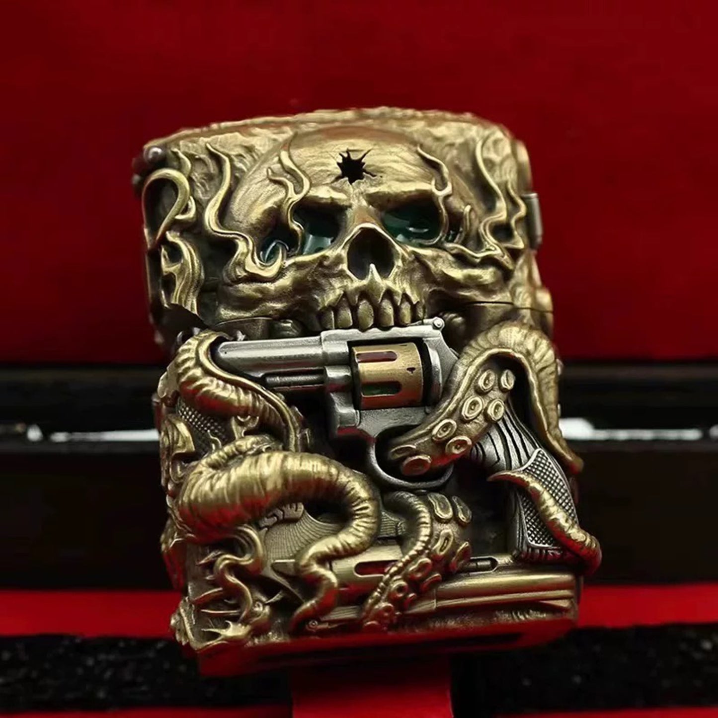 Zippo Skull with Revolver Lighter