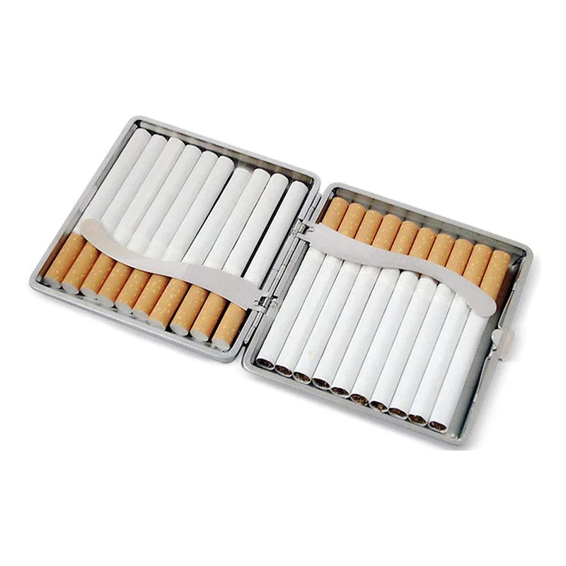 20 Sticks Cigarette Case Leather Surface Storage Metal Box