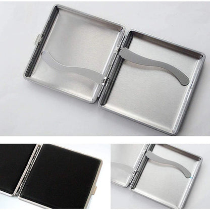 20 Sticks Cigarette Case Leather Surface Storage Metal Box