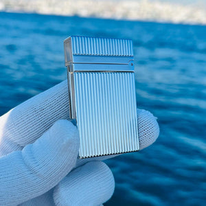 S.T. Dupont Classic Vertical Stripes Metal Lighter #007 SILVER