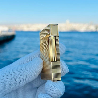 Horizontal Stripes Metal ST Dupont Ligne 2 Lighter #010 Gold