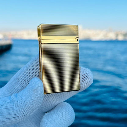 Horizontal Stripes Metal ST Dupont Ligne 2 Lighter #010 Gold