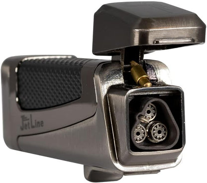 Triple Flame Dual Action Cigar Lighter with Cigar Punch