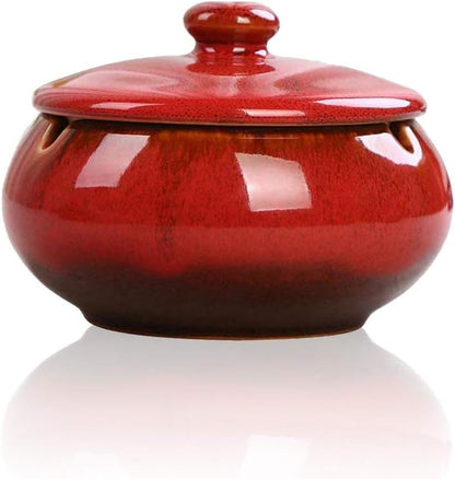 Ceramic Ashtray with Lid Windproof Ash Holder for Smokers