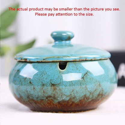 Ceramic Ashtray with Lid Windproof Ash Holder for Smokers