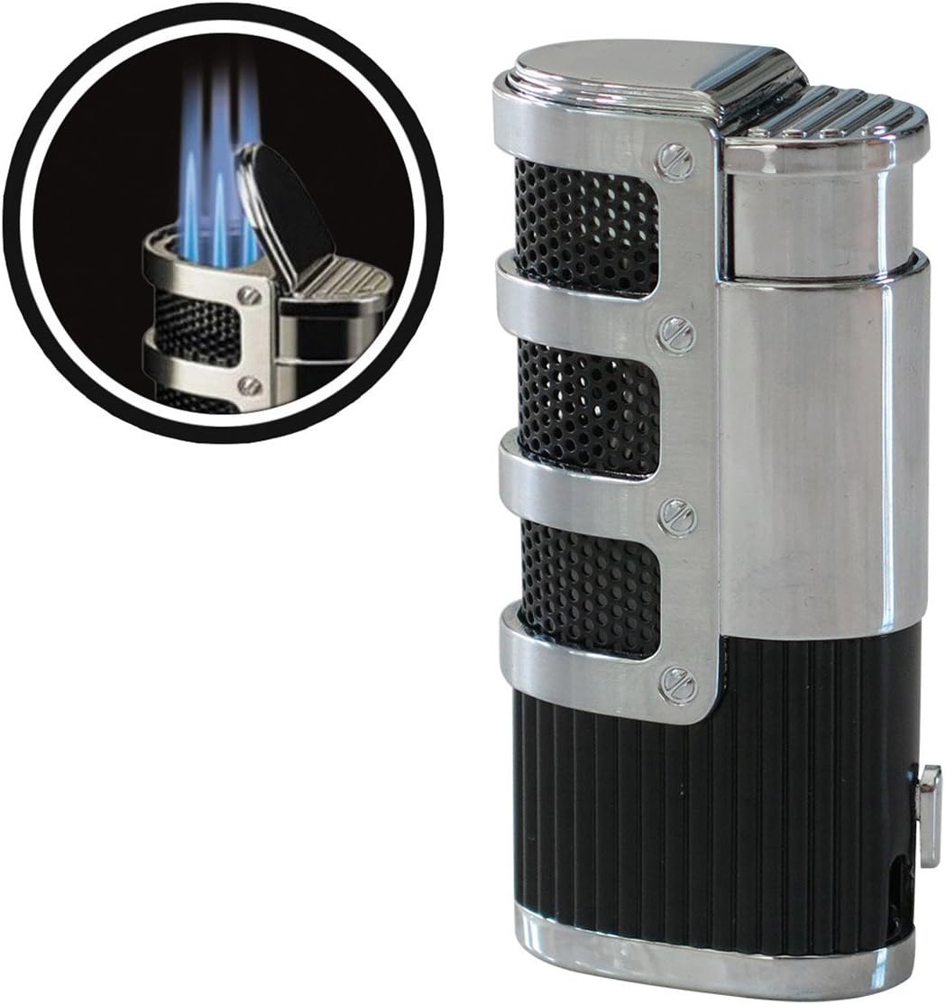 Triple Jet Flame Torch Windproof Lighter with Punch Cutter Tool