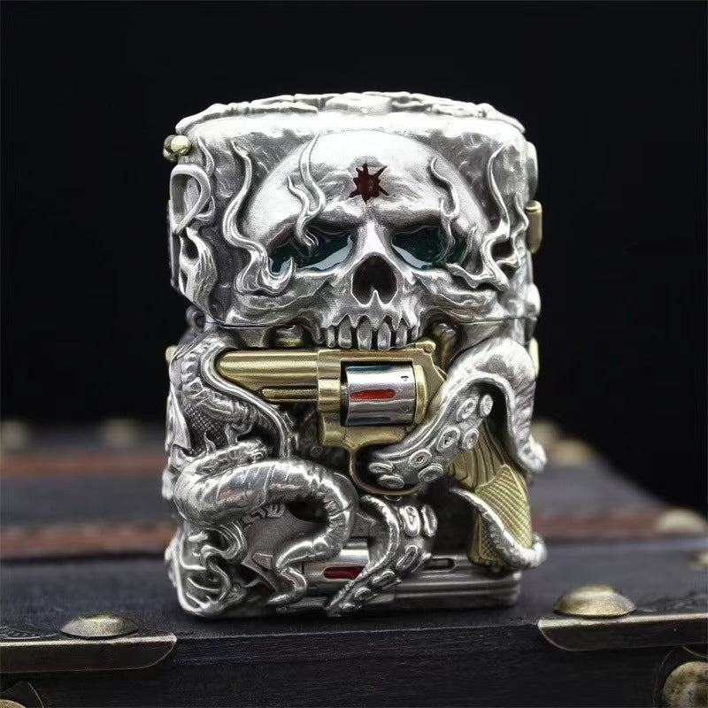 Zippo Skull with Revolver Lighter