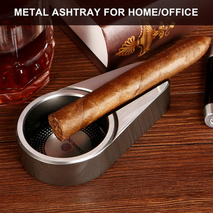 Cigar Cutter Lighter and Ashtray Set Stainless Steel Cigar Cutter