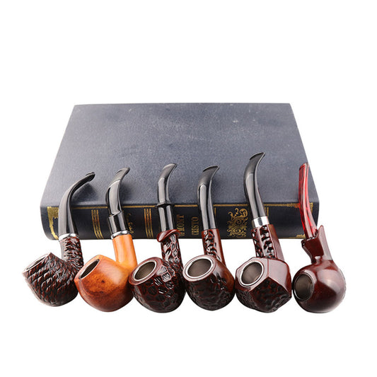 Six-PCS Set of Resin Pipe Gift Box Imitation Solid Wood Filter Pipe Smoking Utensils