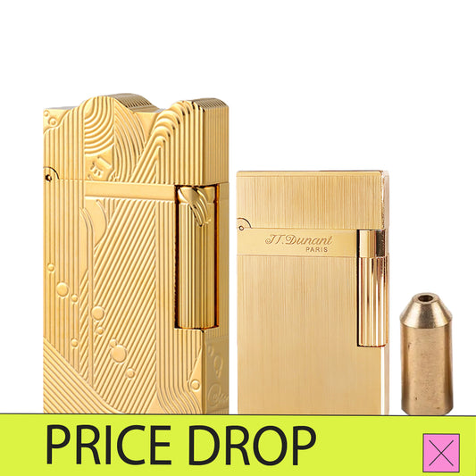 Gold  Bundled: Sanji Lighter and Brushed Metal Lighter with Gas Adapter