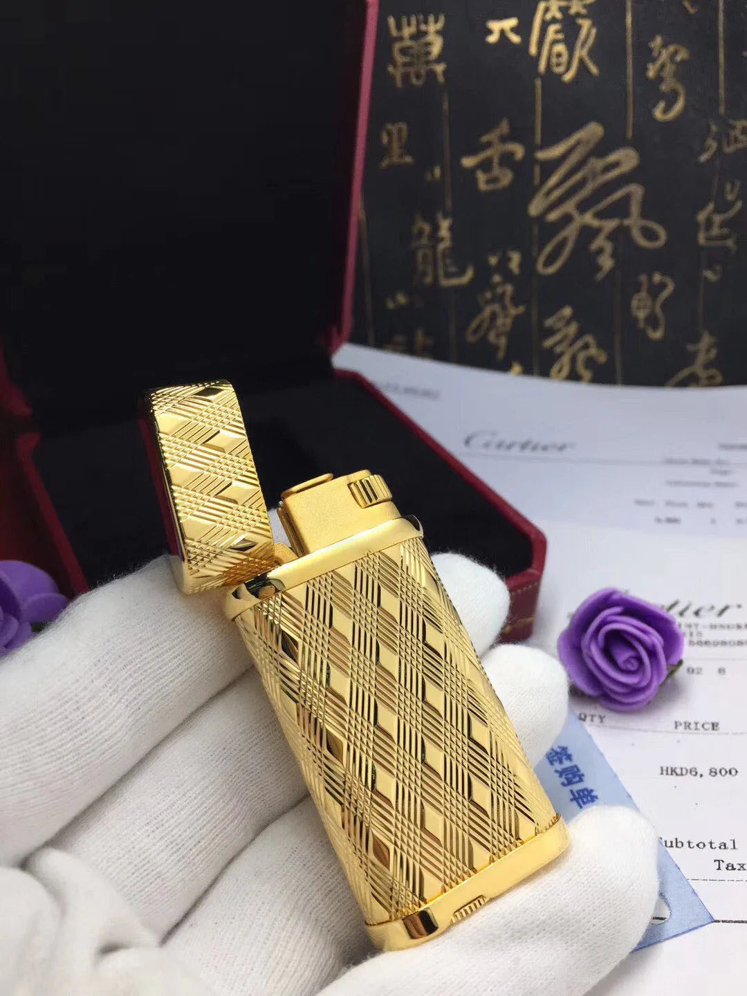 Cartier Lighter Golden Diamond Patterned #032