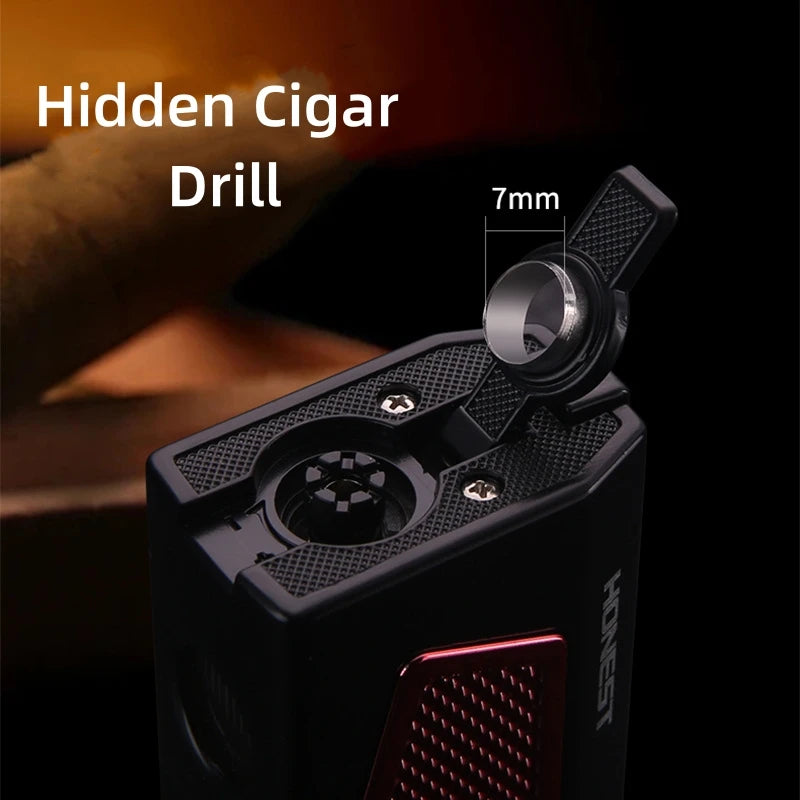 Multi-Functional Cigar Lighter 4 Blue Jet Flame Refillable Torch Lighter