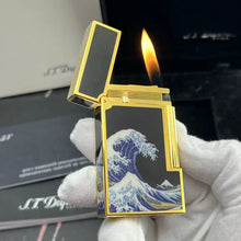 Load image into Gallery viewer, Brass Lacquer Particular Sea Wave Pattern S.T. Dupont Lighter #159