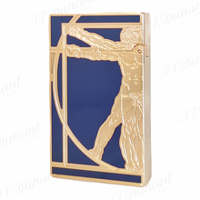 Cargar imagen en el visor de la galería, Engraving Da Vinci Pattern with Lacquer Man ST.Dupont Lighter #080 Blue-Gold