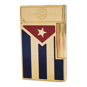 S.T.Dupont Lighter Lacquer Cuban Flag Ligne 2 Ping Sound  #124