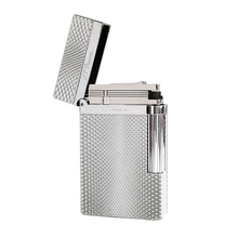 Load image into Gallery viewer, Ligne-2 Classic Dupont Cigarette Lighter Twisted Plaid Engraving #028 Silver
