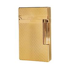 Load image into Gallery viewer, Ligne-2 Classic Dupont Cigarette Lighter Twisted Plaid Engraving #028 Gold
