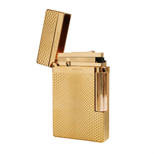 Load image into Gallery viewer, Ligne-2 Classic Dupont Cigarette Lighter Twisted Plaid Engraving #028 Gold