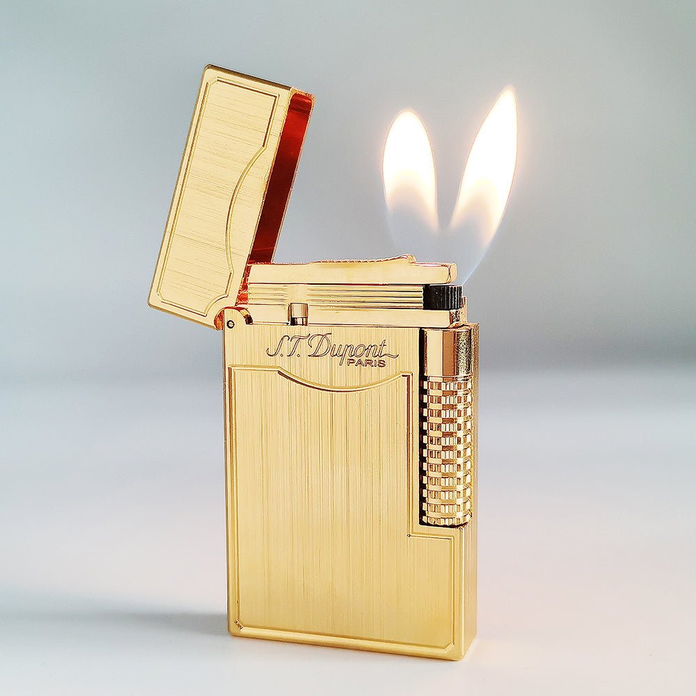 Double Flame S.T. Dupont Lighter #305 Gold