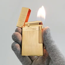Load image into Gallery viewer, Double Flames Brushed Metal Dupont Gas Lighter #301