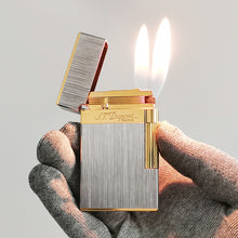 画像をギャラリービューアに読み込む, Double Flames Brushed Metal Dupont Gas Lighter #301