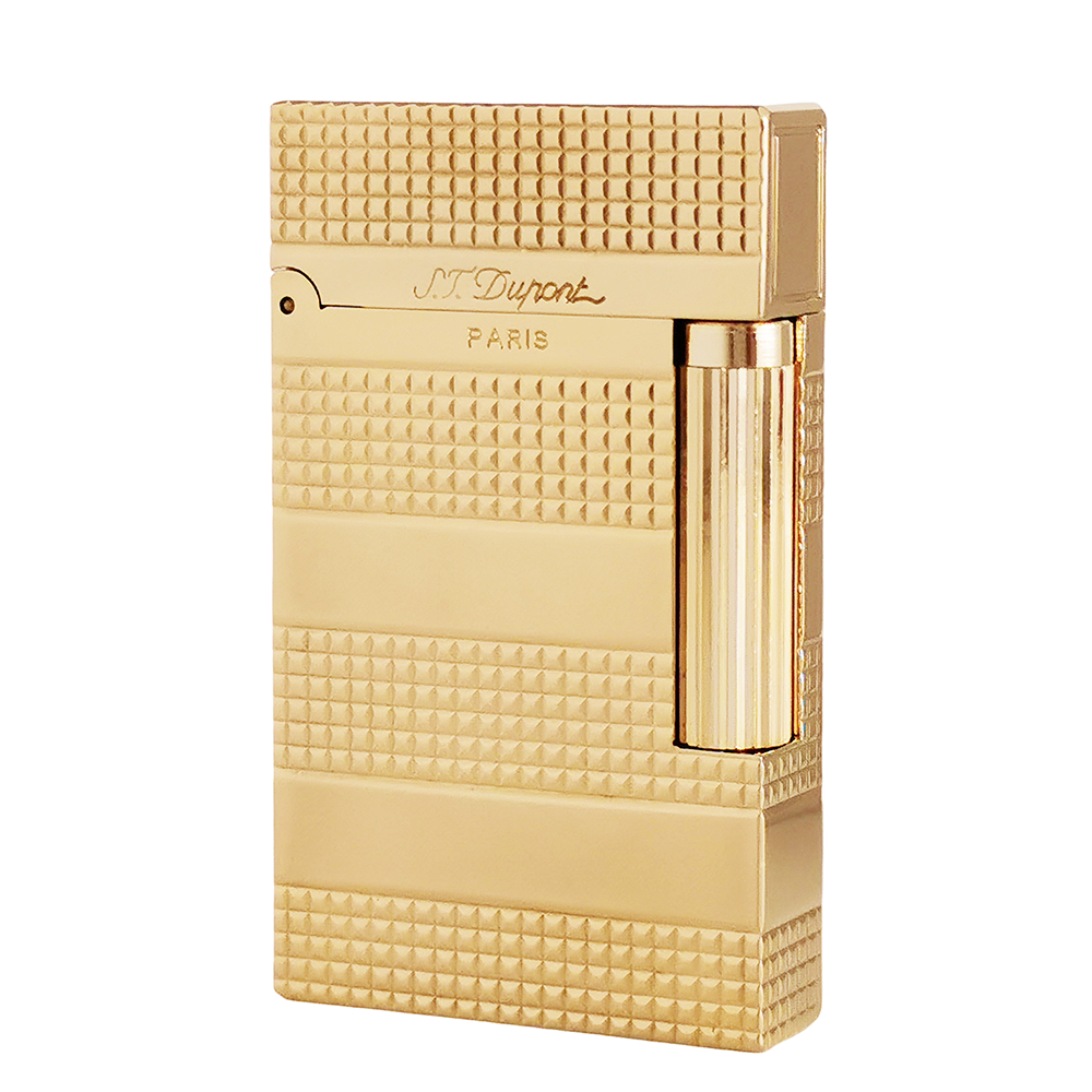 ST Dupont Flame Lighter Engraving Three Strips Grid #036 Gold Silver