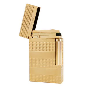 ST Dupont Flame Lighter Engraving Three Strips Grid #036 Gold Silver