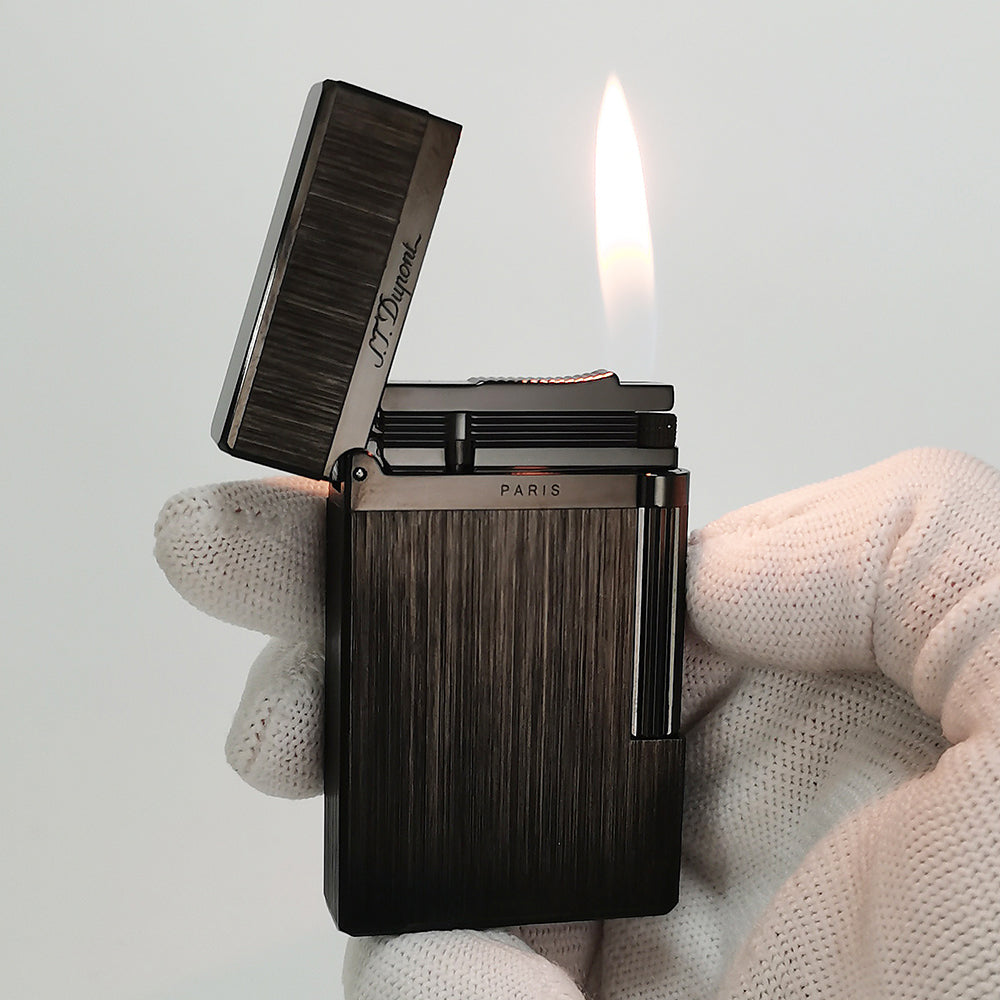 Brushed Metal ST Dupont Ligne 2 Lighter #014 Black