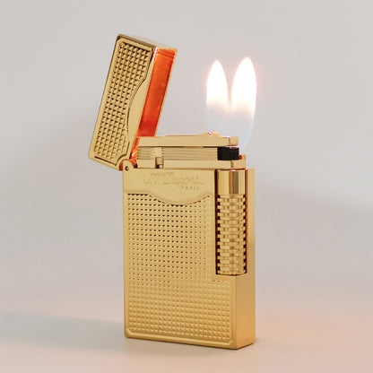 Double Flames Lattice Dupont Lighter Brass #304