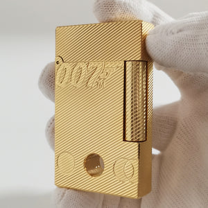 St.Dupont Gas Lighter 007 Engraved and Hole Design #095 Gold|Silver