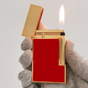 NEW Lattice Engraving Head Metal Gas Lighter Dupont L2 Natural Lacquer #115