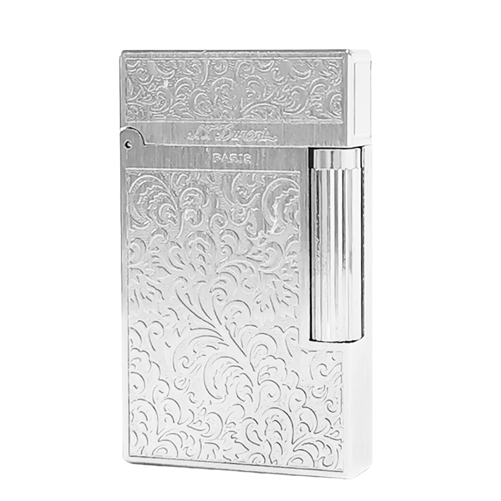 Dupont Engraving Wild Chrysanthemum Lighter #056 Silver