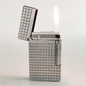 Dupont Lighter Classic S.T Ligne 2 Chocolate Plaid #070 Gold|Silver