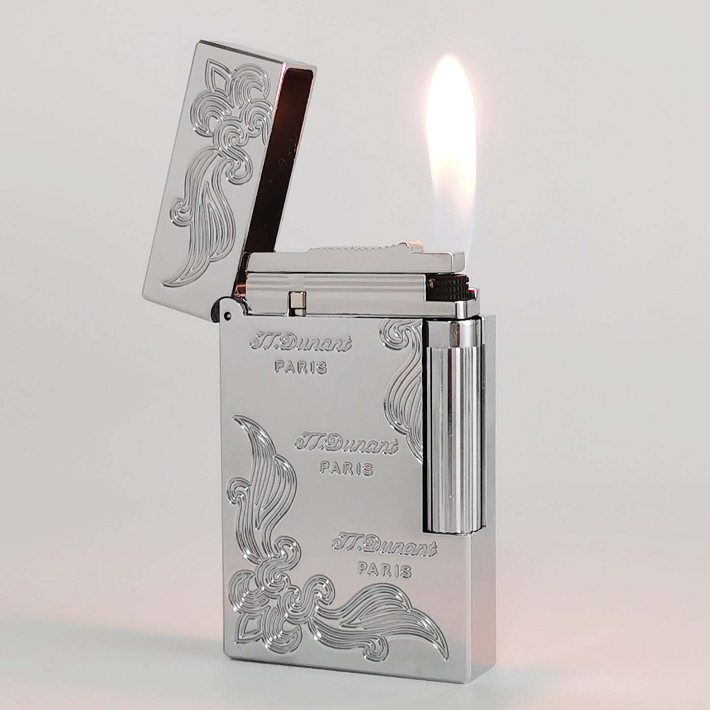 JT Dunant Lighter Three Lines Flowers Engraved #001