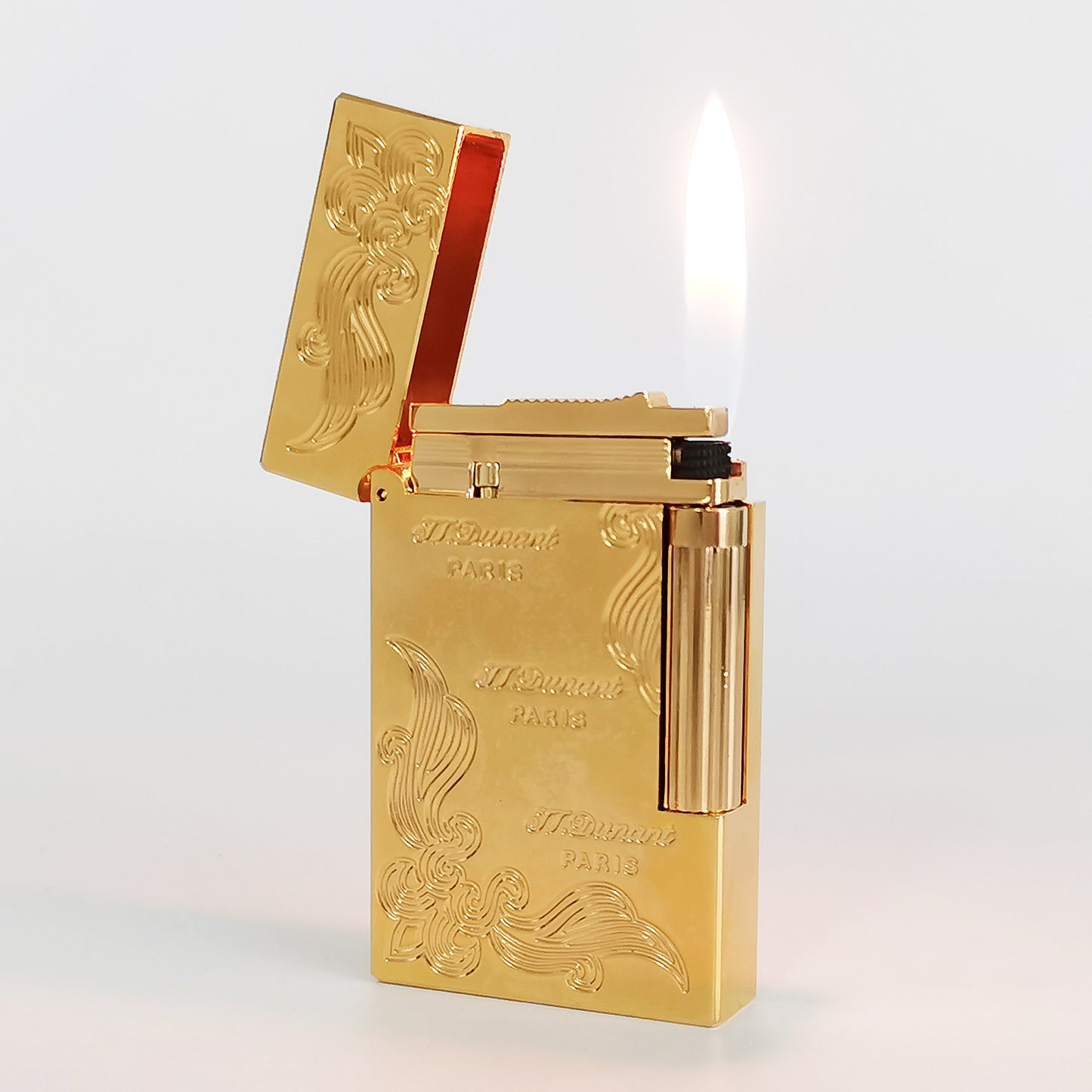 JT Dunant Lighter Three Lines Flowers Engraved #001