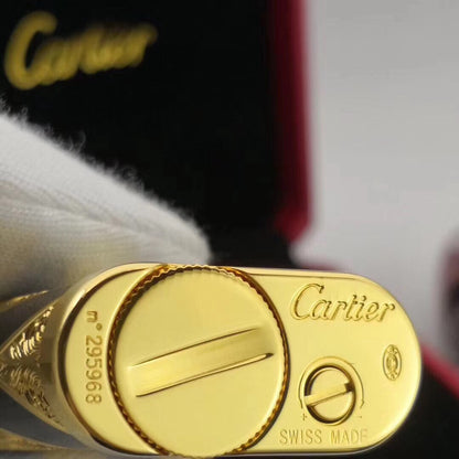 Cartier Royking Gas Lighter Gold Black Vintage #024