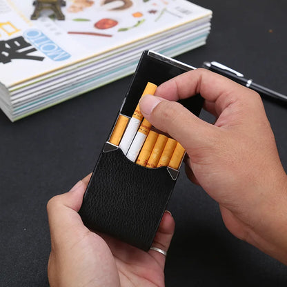 Multifunction Stainless Steel Cigarette Case PU Storage Box