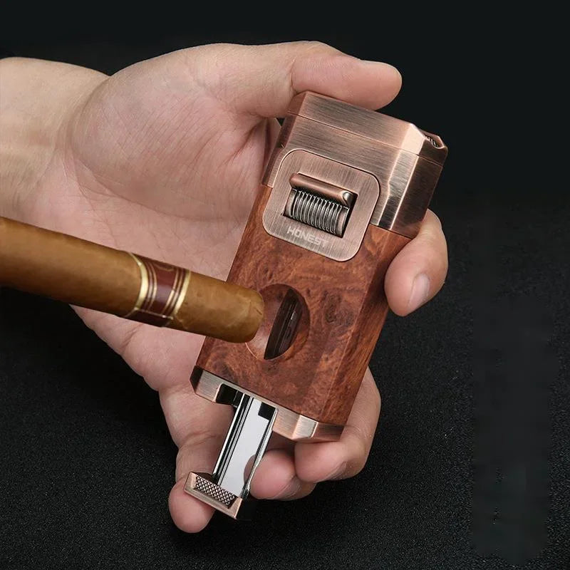 Cigar Lighter with V Shape Cutter Cigar Holder