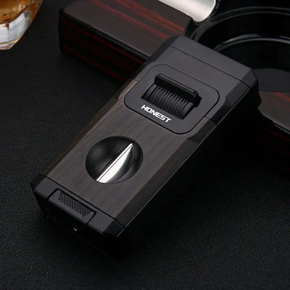 Cigar Lighter with V Shape Cutter Cigar Holder