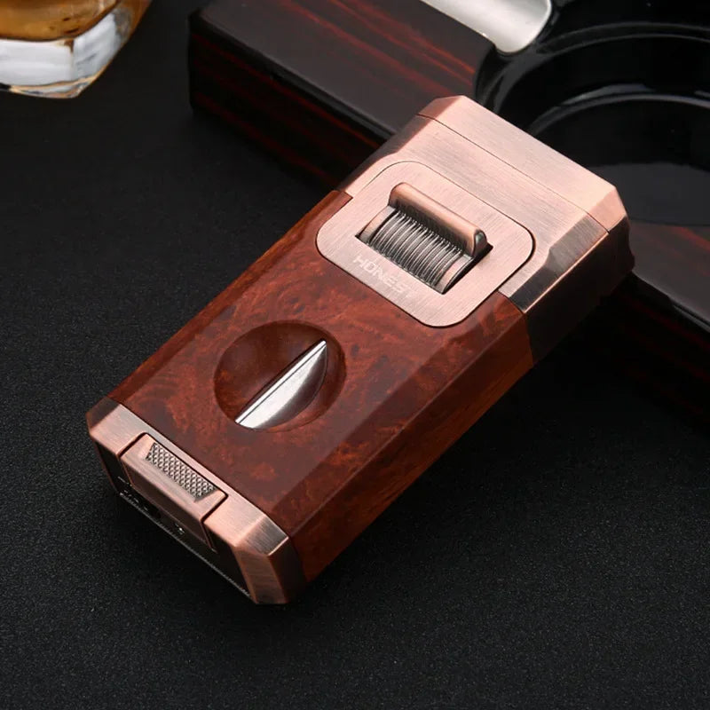 Cigar Lighter with V Shape Cutter Cigar Holder