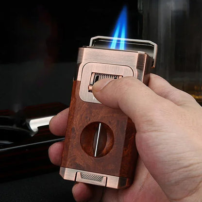 Cigar Lighter with V Shape Cutter Cigar Holder