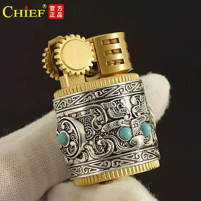 CHIEF Kerosene Lighter Collectible Silver Armor Portable