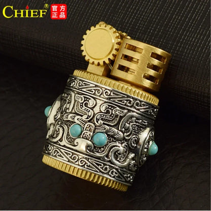 CHIEF Kerosene Lighter Collectible Silver Armor Portable