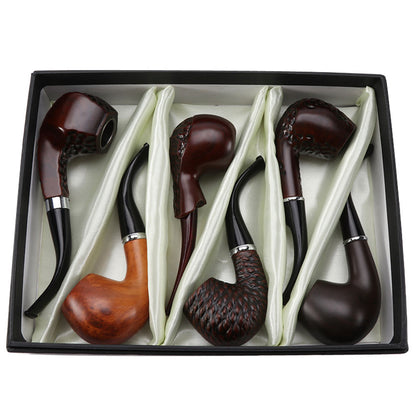 Six-PCS Set of Resin Pipe Gift Box Imitation Solid Wood Filter Pipe Smoking Utensils