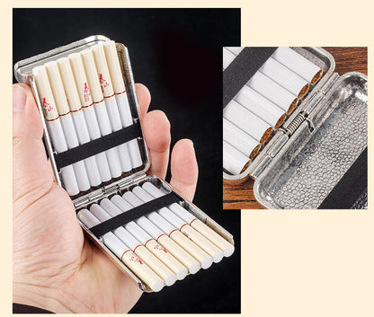 Retro Hand-carved Metal Cigarette Case for 14 Cigarettes