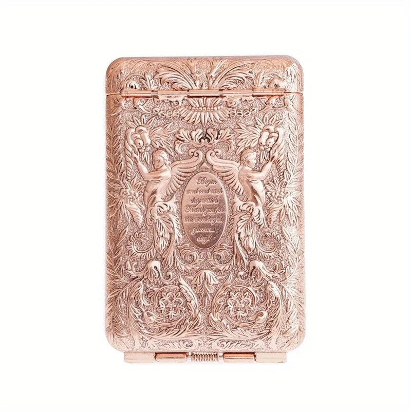 Retro Hand-carved Metal Cigarette Case for 14 Cigarettes