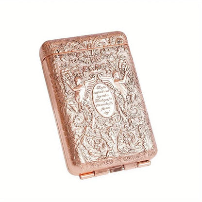 Retro Hand-carved Metal Cigarette Case for 14 Cigarettes